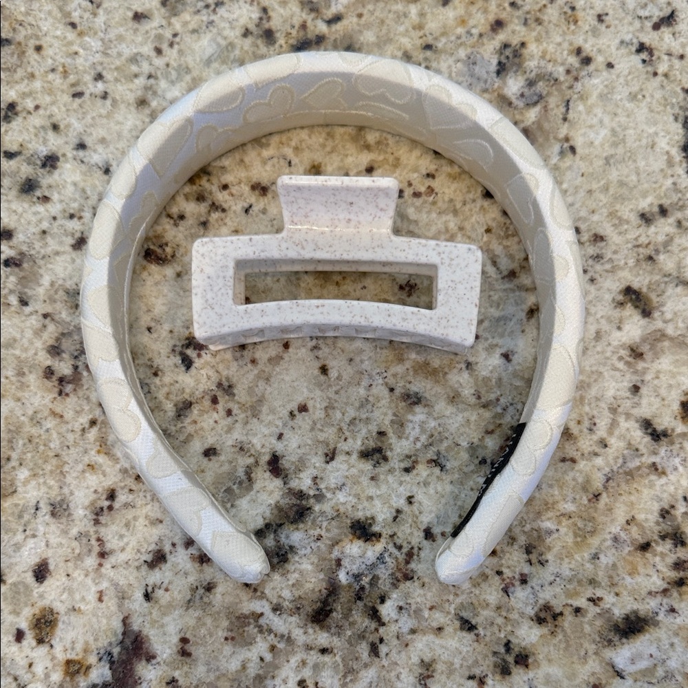 Neutral Headband and Claw Clip Set Cream Minimalist Hair Accessories NWOT